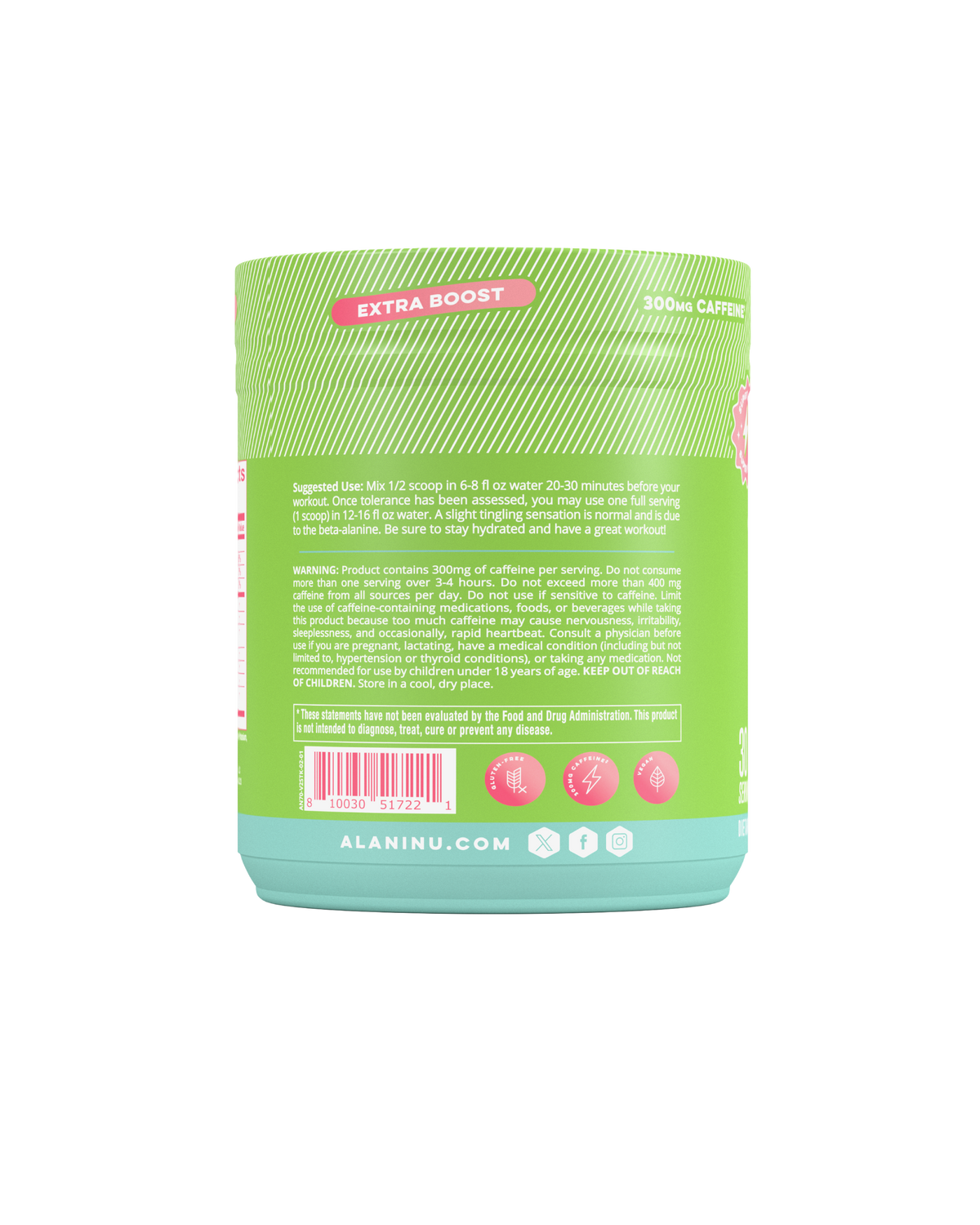 Side render of Pre-Workout+ - Kiwiberry.